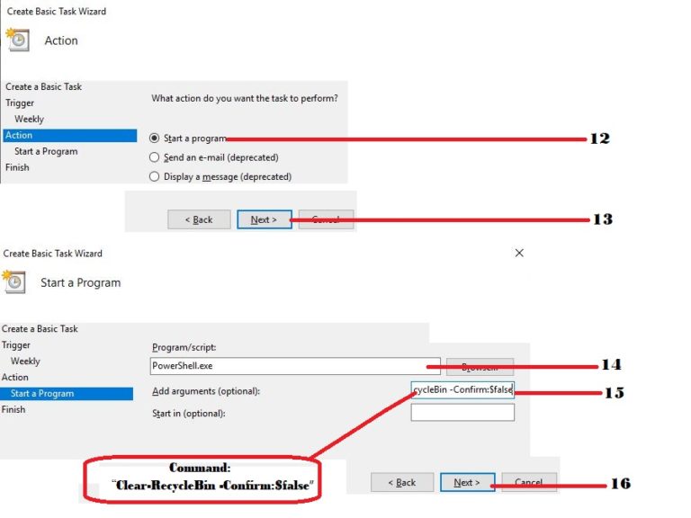 How to Auto Delete the Recycle Bin files on Windows 10 Using Task